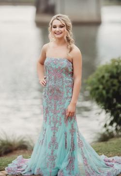 Sherri Hill Multicolor Size 2 Teal Mini Mermaid Dress on Queenly
