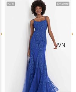 Jovani Blue Size 0 Black Tie Mermaid Dress on Queenly