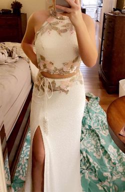 Sherri Hill White Size 2 Pageant Prom Side slit Dress on Queenly
