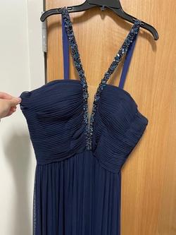 Sherri Hill Blue Size 14 Black Tie Floor Length Straight Dress on Queenly