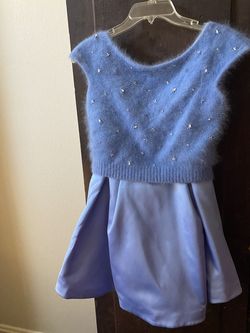 Sherri Hill Blue Size 2 Winter Formal Pageant Cap Sleeve $300 Cocktail Dress on Queenly
