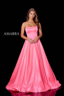 Style 87344 Amarra Pink Size 12 Train Silk Ball gown on Queenly