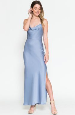 Style 6115 Amelia Couture Blue Size 14 Backless Party Side slit Dress on Queenly