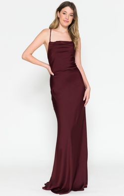 Style 6111 Amelia Couture Red Size 14 Burgundy Silk Straight Dress on Queenly