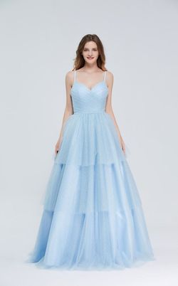 Style Zara Jadore Blue Size 18 Floor Length Ball gown on Queenly