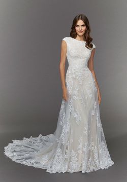 Style 30116 Morilee White Size 2 Lace Sequin A-line Dress on Queenly