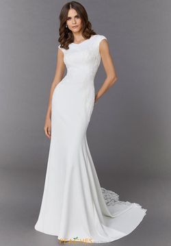 Style 30109 Morilee White Size 6 Sequin Sleeves Straight Dress on Queenly