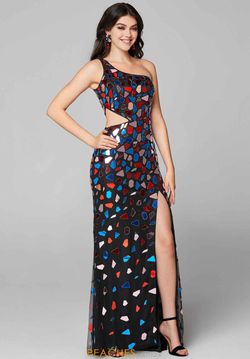 Style 3623 Primavera Multicolor Size 0 One Shoulder Side slit Dress on Queenly