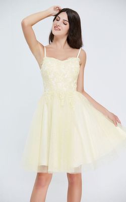Style Malia Jadore Yellow Size 12 Homecoming Corset Cocktail Dress on Queenly