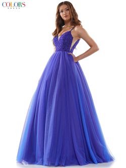Style 2382 Colors Blue Size 12 Corset Ball gown on Queenly
