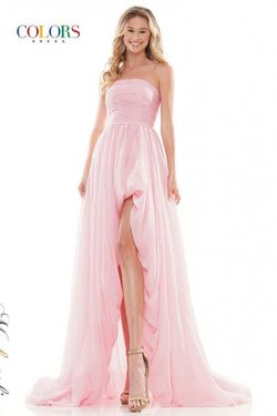 Style 2748 Colors Pink Size 0 Straight High Low Side slit Dress on Queenly