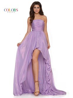 Style 2748 Colors Purple Size 6 Lavender Straight High Low Side slit Dress on Queenly