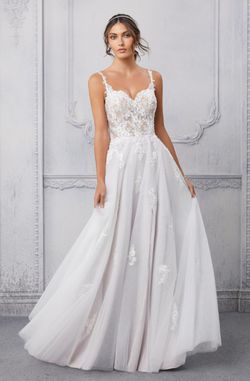 Style 5915 Morilee White Size 2 Side Slit Sweetheart Sheer A-line Dress on Queenly
