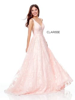 Style 3876 Clarisse Pink Size 8 Shiny Sheer Straight Dress on Queenly