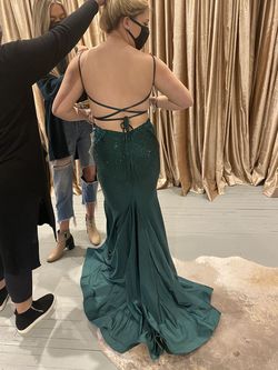 Ellie Wilde Green Size 10 Military Floor Length Mermaid Dress on Queenly