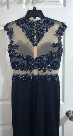 Jovani Blue Size 6 Black Tie Mermaid Dress on Queenly