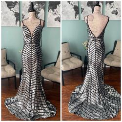 Jovani Silver Size 4 Pageant Black Mermaid Dress on Queenly
