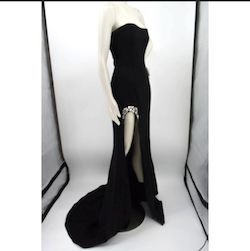 Sherri Hill Black Size 6 Strapless Side slit Dress on Queenly