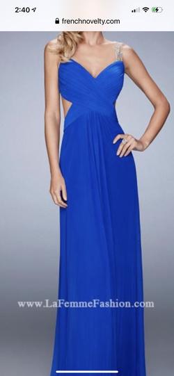 La Femme Blue Size 8 Backless Straight Dress on Queenly