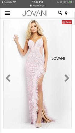 Jovani Pink Size 00 Prom Feather Side slit Dress on Queenly