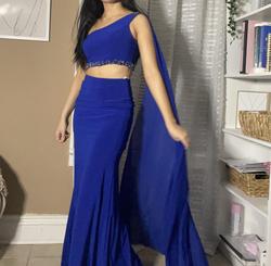 Panoply Blue Size 2 Sequin Prom Cape A-line Dress on Queenly