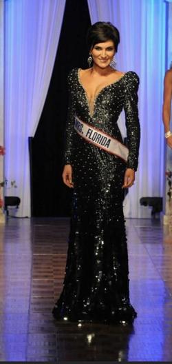 Sherri Hill Black Size 6 Ombre Long Sleeve Straight Dress on Queenly
