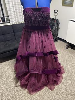 Mac Duggal Purple Size 20 Strapless Prom Square Neck Embroidery Ball gown on Queenly