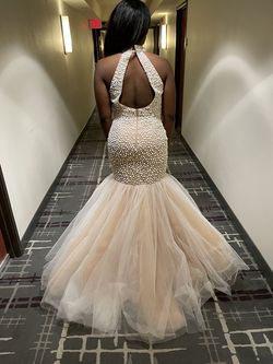 Sherri Hill White Size 12 Plus Size Military Tulle Bachelorette Fully Beaded Mermaid Dress on Queenly