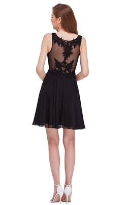 Style J16096 Jadore Black Size 14 Plus Size Sheer Cocktail Dress on Queenly