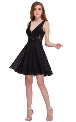 Style J16096 Jadore Black Size 14 Sheer Lace Cocktail Dress on Queenly
