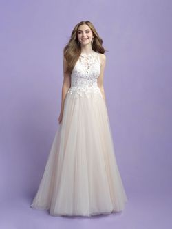 Style 3406 Allure White Size 14 Sheer A-line Dress on Queenly