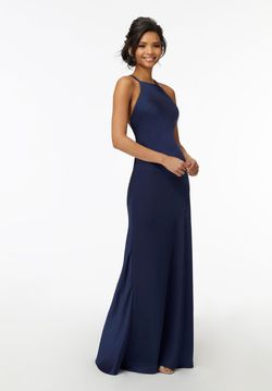 Style 21729 Morilee Blue Size 10 Sorority Formal Square Neck Navy Straight Dress on Queenly