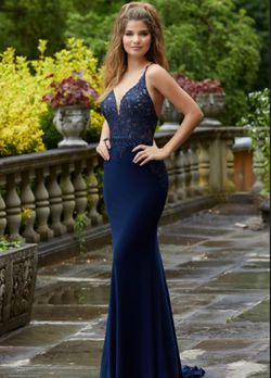 Style 45077 Morilee Blue Size 8 Navy Straight Dress on Queenly