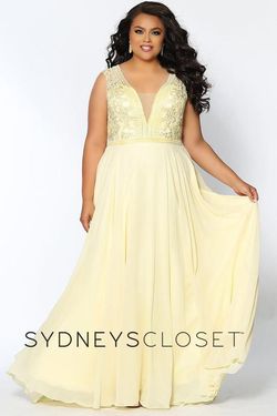 Style SC7280 Sydneys Closet Yellow Size 14 Floral Plus Size Military Straight Dress on Queenly