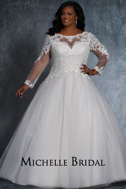 Style MB2107 Sydneys Closet White Size 20 Long Sleeve Ball gown on Queenly