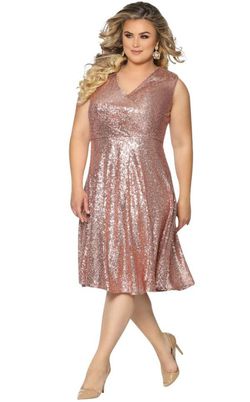 Style CE1901 Sydneys Closet Gold Size 14 Sequin Sleeves Party Cocktail Dress on Queenly