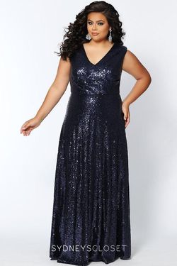 Style CE1801 Sydneys Closet Blue Size 18 Rose Gold Navy Straight Dress on Queenly