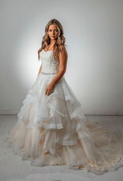 Style 24197-B Savoy White Size 6 Beaded Top Ball gown on Queenly