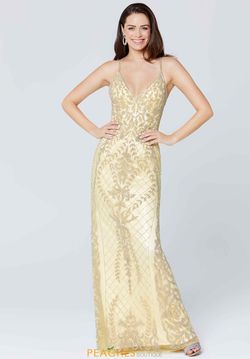 Style 3428 Primavera Yellow Size 2 Backless Spaghetti Strap Straight Dress on Queenly