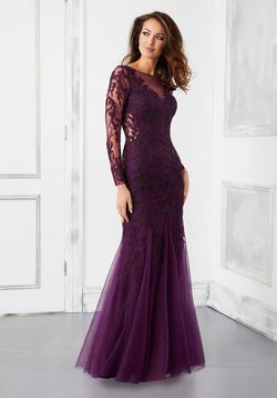 Style 72301 Morilee Purple Size 10 Sweetheart Sheer Long Sleeve Straight Dress on Queenly