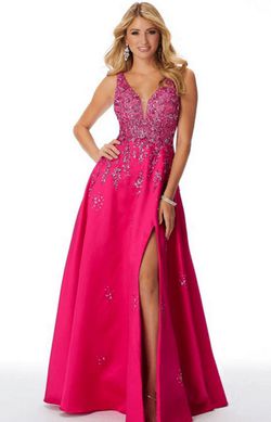 Style 46012 Morilee Pink Size 12 Plus Size Train Side slit Dress on Queenly