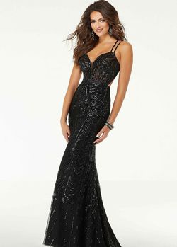 Style 45092 Morilee Black Size 12 Silk Plus Size Cut Out Mermaid Dress on Queenly