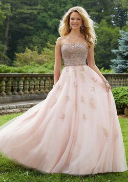 Style 45061 Morilee Pink Size 2 Straight Train Shiny Ball gown on Queenly