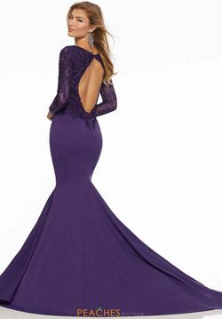 Style 43123 Morilee Purple Size 12 Long Sleeve Jersey Mermaid Dress on Queenly