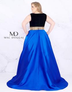 Style 66787F Mac Duggal Blue Size 22 Jewelled V Neck Flare Ball gown on Queenly