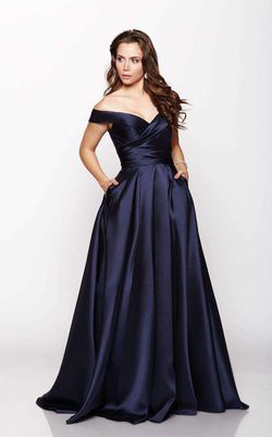 Style E2046 Milano Blue Size 10 Navy A-line Dress on Queenly