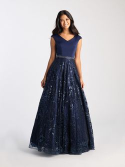 Style 20-508M Madison James Blue Size 18 Sweetheart Navy A-line Dress on Queenly