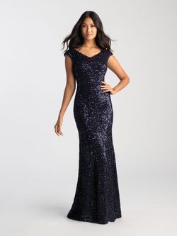 Style 20-502M Madison James Blue Size 16 Navy A-line Dress on Queenly