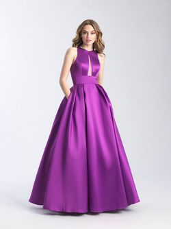 Style 20-341 Madison James Purple Size 10 A-line Corset Keyhole Silk Ball gown on Queenly