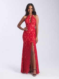 Style 20-340 Madison James Red Size 6 Straight Side slit Dress on Queenly